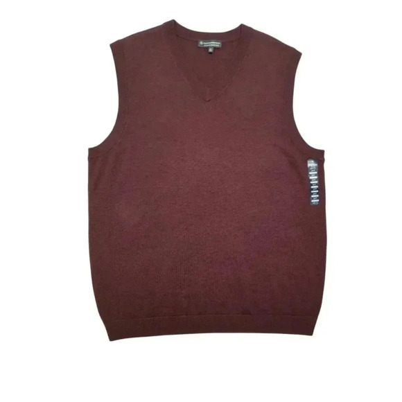 {Hart Schaffner Marx} Extra Fine Merino Wool Vest in Burgundy - Picture 4 of 11